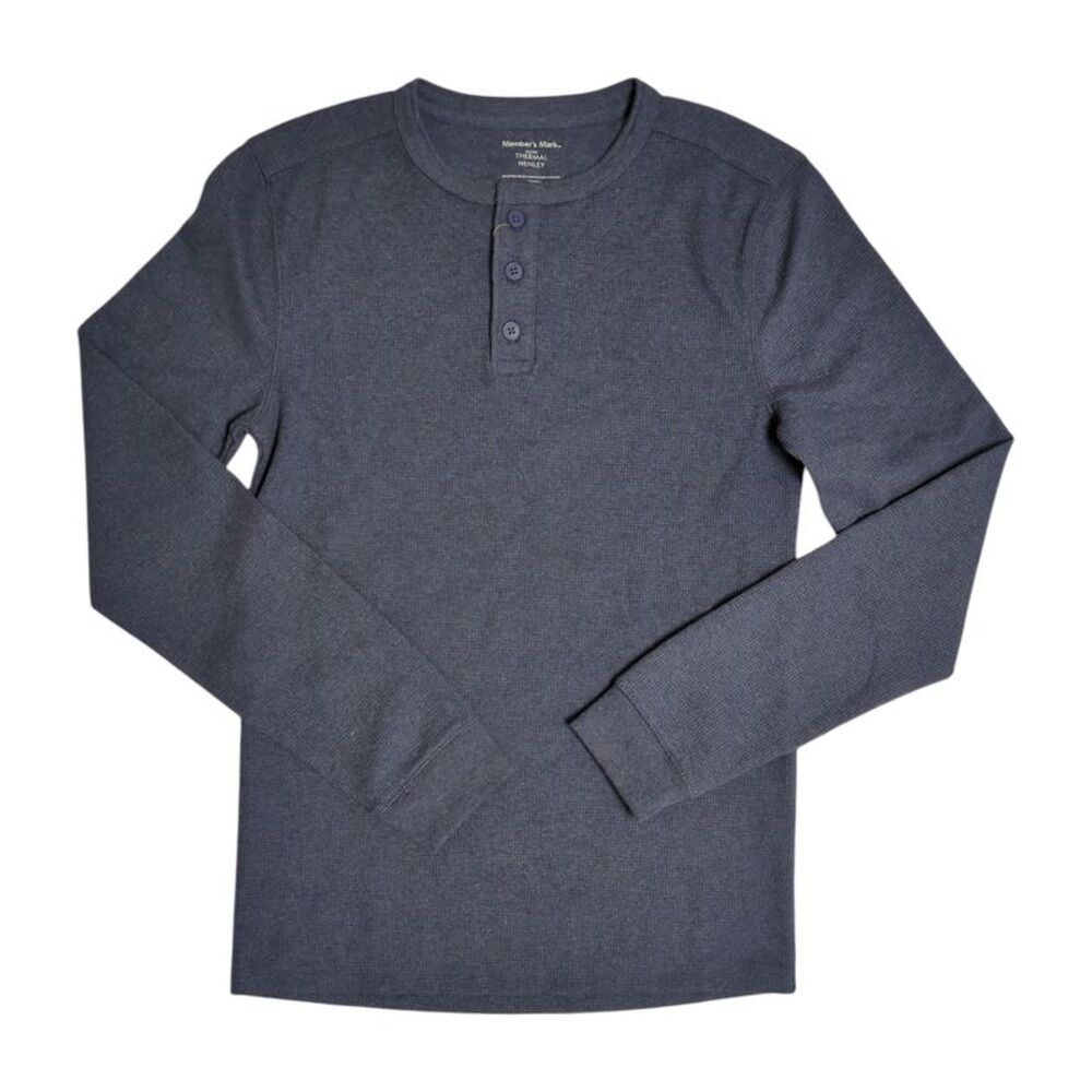 Member's Mark Men's Classic Fit Soft Waffle Knit Thermal Henley - Blue